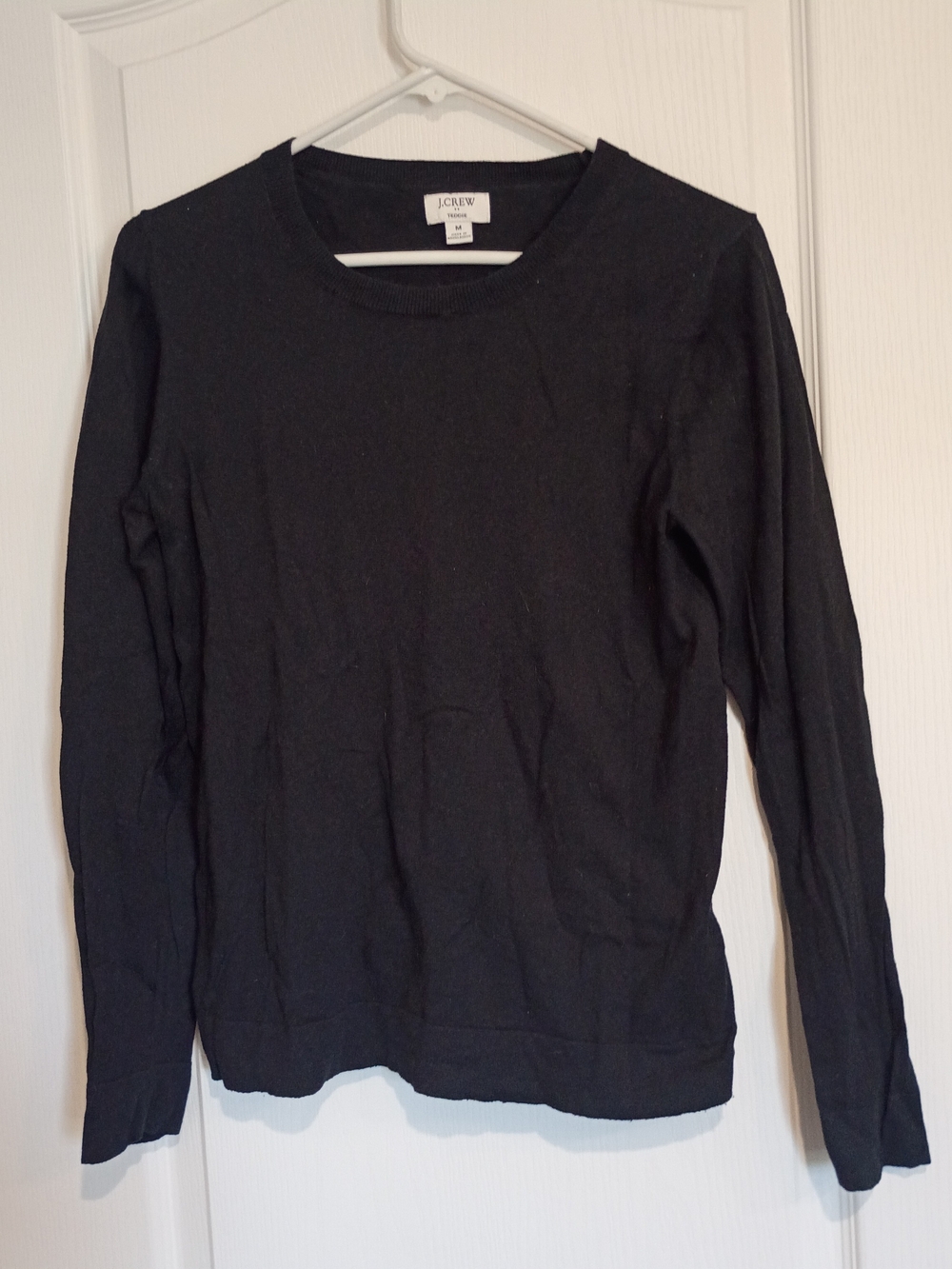 J. Crew Teddie - Black Long-Sleeve Crewneck Shirt - Size M